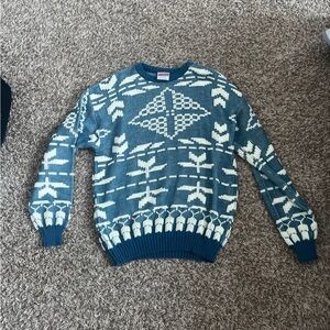 Blue and White Patterned Men's Sweater